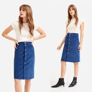 FINAL • EVERLANE • Button-Front Corduroy Skirt Blue